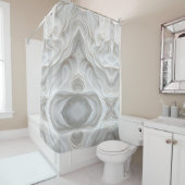 Minimalistische White Marble Wave Douchegordijn Lu (In situ)