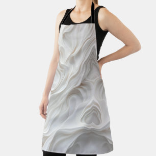 Minimalistische White Marble Wave Schort Elegant M