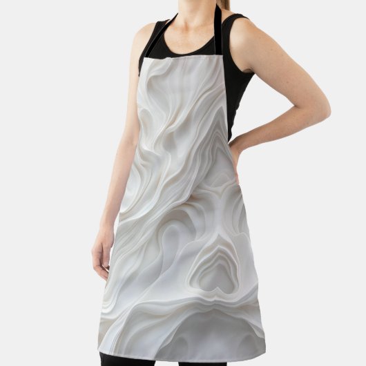 Minimalistische White Marble Wave Schort Elegant M (Insitu)