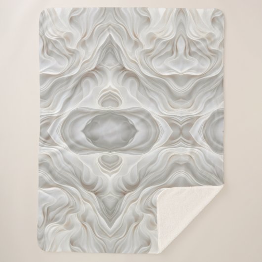 Minimalistische White Marble Wave Sherpa Deken – G (Voorkant)
