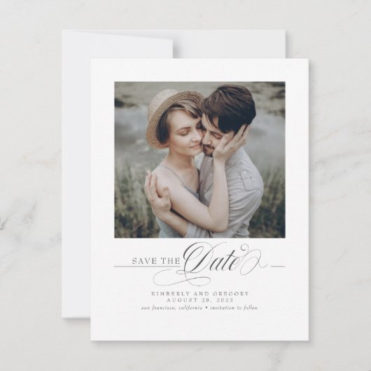 Minimalistische White Modern Save the Date-foto Date (Voorkant)