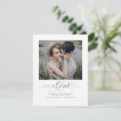 Minimalistische White Modern Save the Date-foto Date (Staand voorkant)