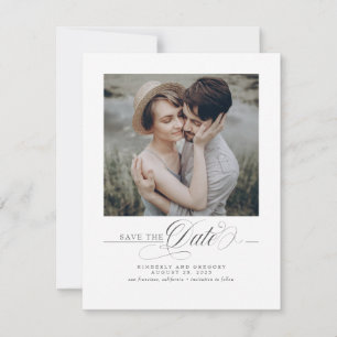 Minimalistische White Modern Save the Date-foto Date