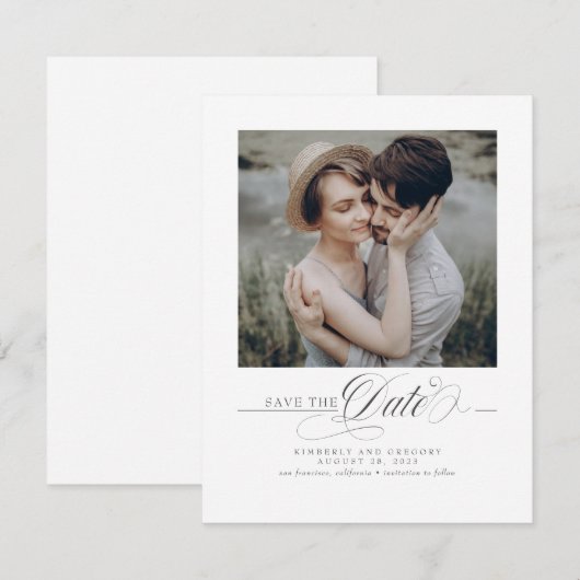 Minimalistische White Modern Save the Date-foto Save The Date (Voorkant / Achterkant)