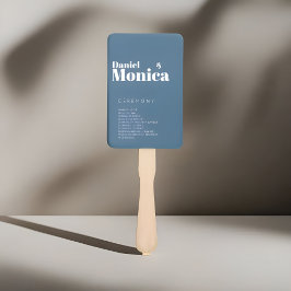 Minimalistische White & Pastel Blue bruiloft progr Handwaaier