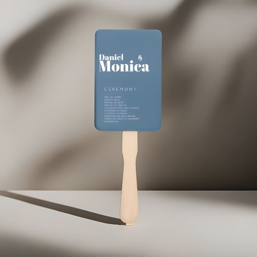 Minimalistische White & Pastel Blue bruiloft progr Handwaaier