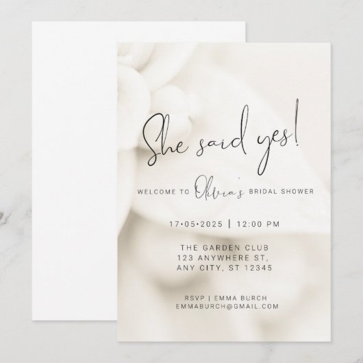 Minimalistische White Petal Vrijgezellenfeest Uitn Kaart (Voorkant / Achterkant)