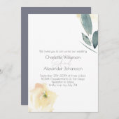 Minimalistische White Rose Bloemen Waterverf Kaart (Voorkant / Achterkant)