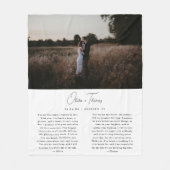 Minimalistische White Script Wedding Vows Foto Fleece Deken (Voorkant)
