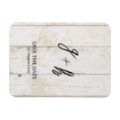 Minimalistische White Wood Save Date Initialen Magneet (Horizontaal)