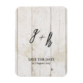 Minimalistische White Wood  Save Date Initialen Magneet (Verticaal)
