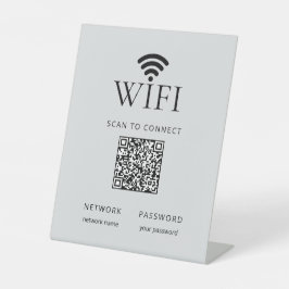 Minimalistische WiFi-netwerkwachtwoord QR-code gri Reclamebord Met Voetstuk