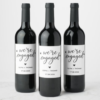 Minimalistische Wij Zijn Verloofd Wijnlabel Wijn Etiket