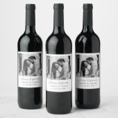 Minimalistische wijn bruiloft gunst foto etiket (Flessen)