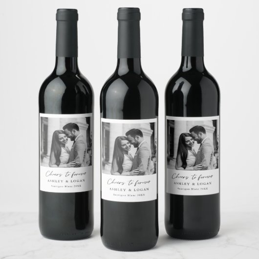 Minimalistische wijn bruiloft gunst foto wijn etiket (Flessen)