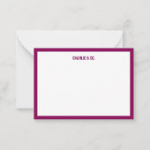 Minimalistische wijn rood, enkele rand, personalis notitiekaartje (Voorkant)