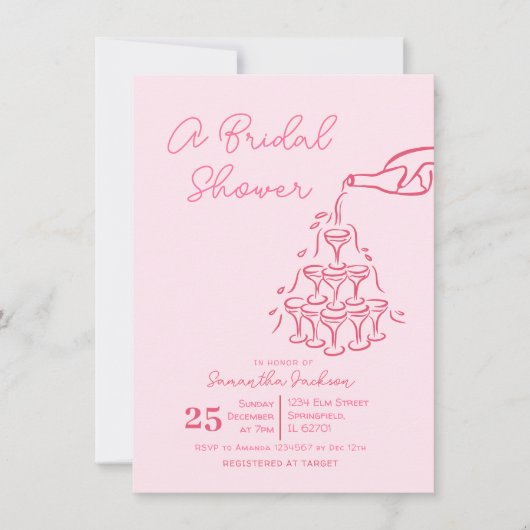 Minimalistische Wijn Roze Vrijgezellenfeest Bow Kaart (Voorkant)