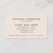  minimalistische wijnbar Sommelier Bartender Visitekaartje (Achterkant)