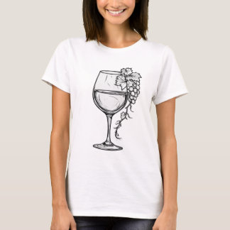 Minimalistische wijnglas & druiven lijn kunst zome t-shirt