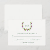 minimalistische wijnmakerij | Groene tekst bruilof RSVP Kaartje (Voorkant / Achterkant)