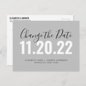 Minimalistische wijziging van datum bruiloft uitst aankondigingskaart (Voorkant / Achterkant)