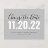 Minimalistische wijziging van datum bruiloft uitst aankondigingskaart (Voorkant)