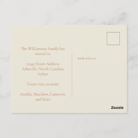 Minimalistische wijziging van de adresaankondiging briefkaart (Achterkant)