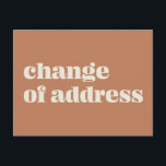Minimalistische wijziging van de adresaankondiging briefkaart<br><div class="desc">Minimalistisch Modern Moving Announcement "Change of Address"-Briefkaart in Rust Terracotta</div>