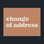 Minimalistische wijziging van de adresaankondiging briefkaart<br><div class="desc">Minimalistisch Modern Moving Announcement "Change of Address"-Briefkaart in Rust Terracotta</div>