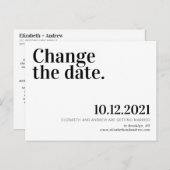 Minimalistische wijziging van de datum bruiloft ui aankondigingskaart (Voorkant / Achterkant)