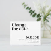 Minimalistische wijziging van de datum bruiloft ui aankondigingskaart (Staand voorkant)