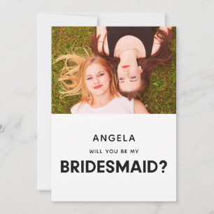 Minimalistische 'wil je mijn bruidsmeisje zijn' fo kaart