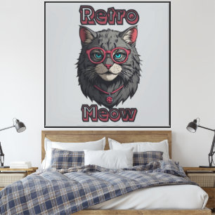 Minimalistische Wild Grey Cat Anime Illustratie Canvas Afdruk