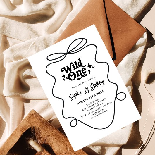 Minimalistische Wild One 1st Birthday Invitation Kaart