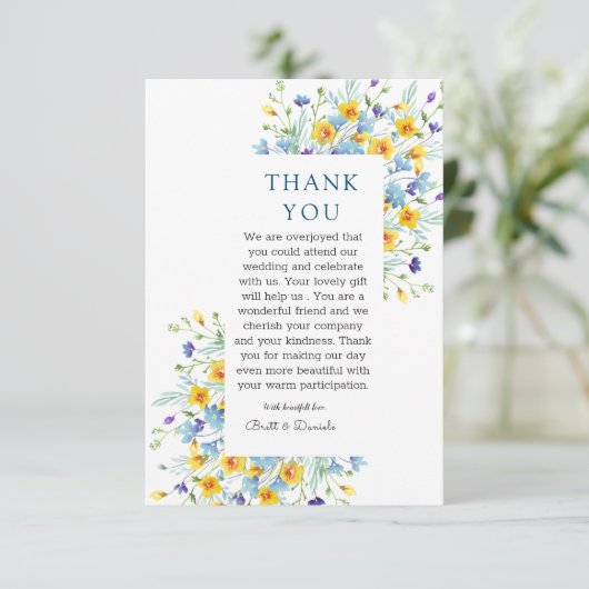 Minimalistische Wildbloemen Dank u Sjabloon (Staand voorkant)