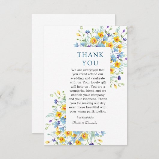 Minimalistische Wildbloemen Dank u Sjabloon (Voorkant / Achterkant)