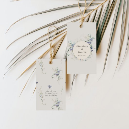 Minimalistische Wildbloemen Elegante Monogram Brui Cadeaulabel
