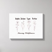 Minimalistische Wilde Bloem Aangepaste Kindernaam  Canvas Afdruk (Voorkant)