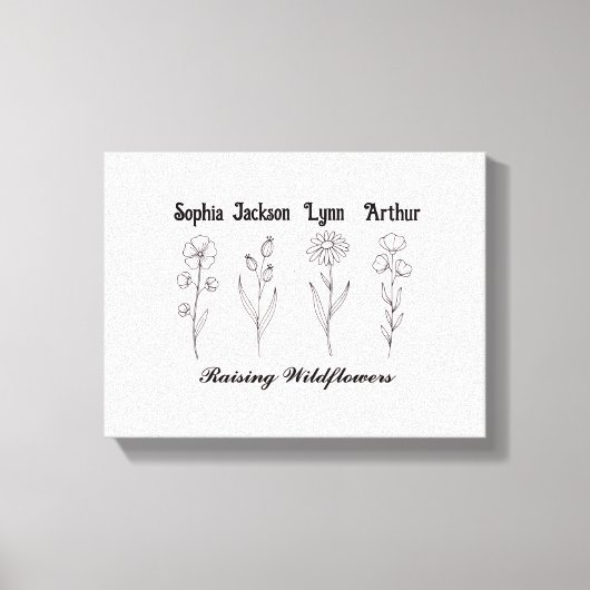 Minimalistische Wilde Bloem Aangepaste Kindernaam Canvas Afdruk (Voorkant)