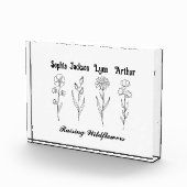 Minimalistische Wilde Bloem Aangepaste Kindernaam  Fotoblokken (Rechts)