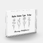 Minimalistische Wilde Bloem Aangepaste Kindernaam  Fotoblokken (Links)