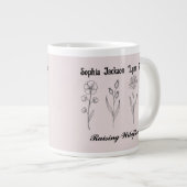 Minimalistische Wilde Bloem Aangepaste Kindernaam Grote Koffiekop (Voorkant rechts)