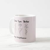 Minimalistische Wilde Bloem Aangepaste Kindernaam  Koffiemok (Voorkant links)