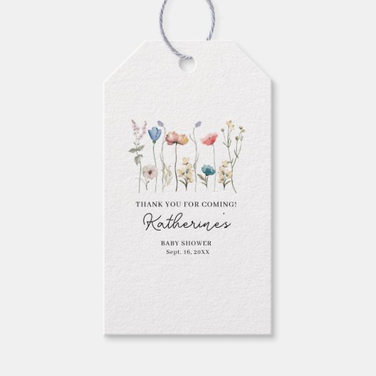 Minimalistische Wilde Bloem Bedankt Cadeaulabel (Voorkant)