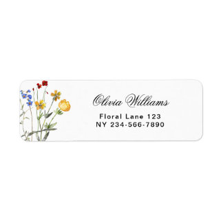 Minimalistische Wilde Bloem Bruidsbruiloft Retour Etiket