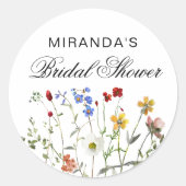 Minimalistische Wilde Bloem Bruidsbruiloft Retour Ronde Sticker (Voorkant)