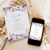 Minimalistische wilde bloem lavendel bewaar de dat save the date