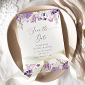 Minimalistische wilde bloem lavendel bewaar de dat save the date