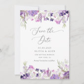 Minimalistische wilde bloem lavendel bewaar de dat save the date (Voorkant)