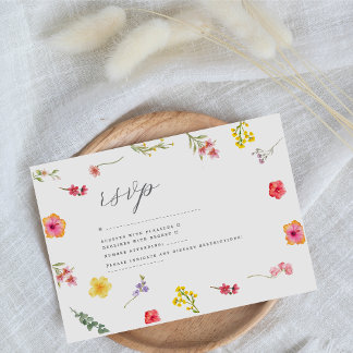 Minimalistische wilde bloem- lente botanische brui RSVP kaartje